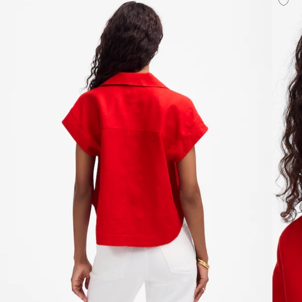 Madewell Resort Collar Shirt Festival Red Size Medium - Picture 3 of 6